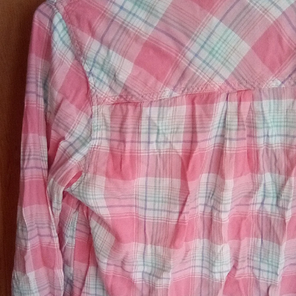 Sonoma Coral and Mint Plaid Shirt - Picture 8 of 10